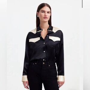NWT Alexa Chung/Madewell Satin Western Shirt